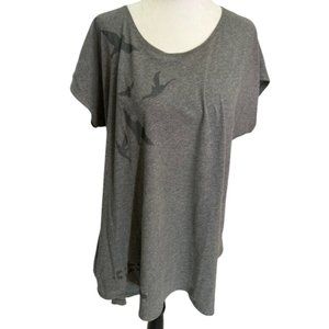 Handmade Silkscreen Grey T-Shirt Short Sleeve Oversized Top Size M